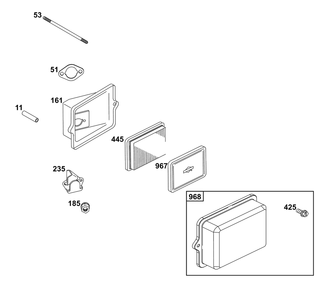 Air Cleaner Group Diagram and Parts List for 117432-0624-B1  Briggs and Stratton Engine